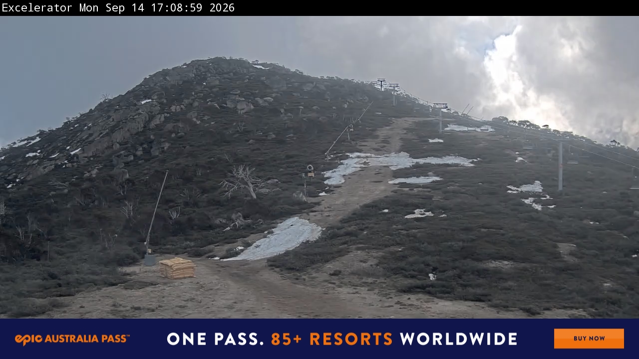 Perisher Excelerator snow cam captured at 14 September 2026 at 5:21 pm AEST