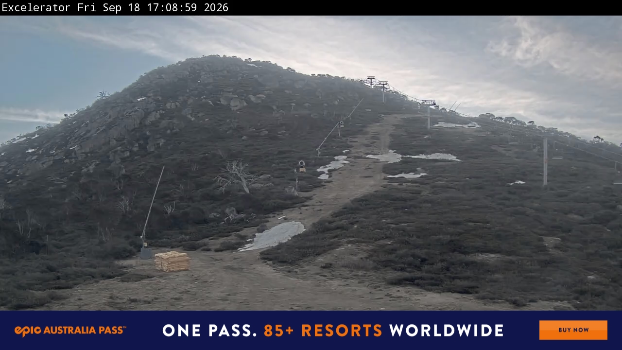 Perisher Excelerator snow cam captured at 18 September 2026 at 5:13 pm AEST