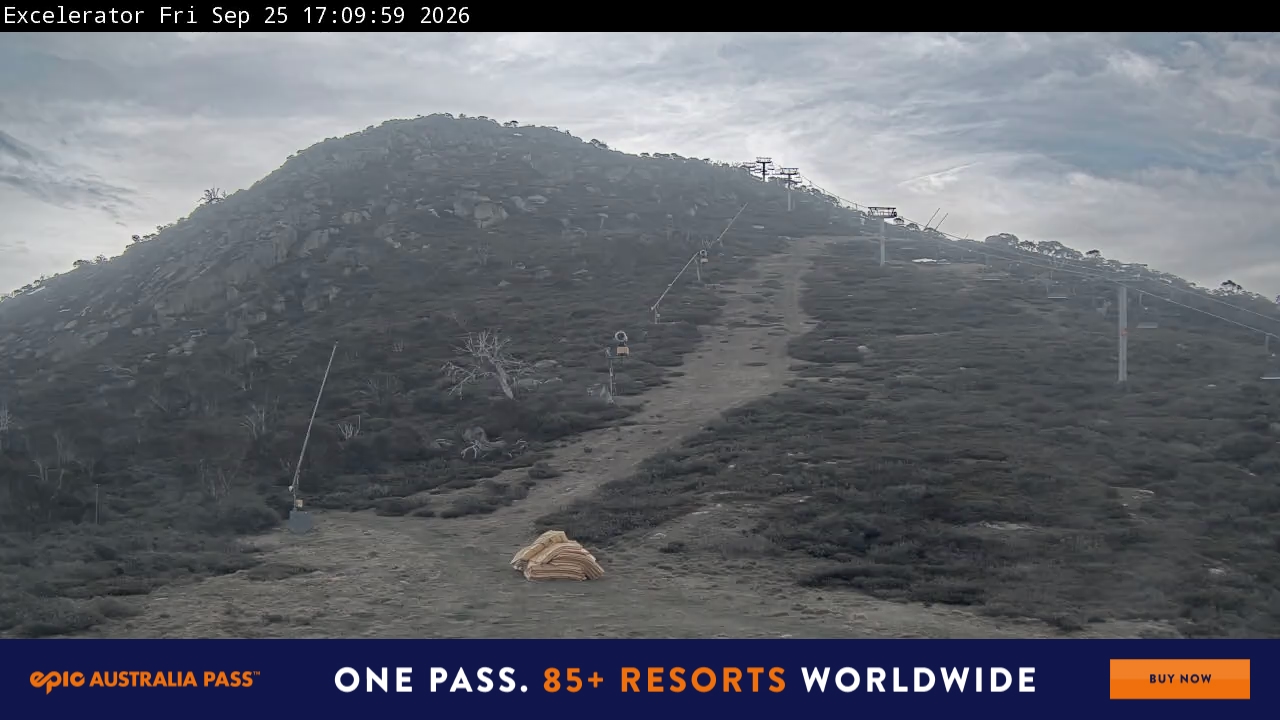 Perisher Excelerator snow cam captured at 25 September 2026 at 5:15 pm AEST