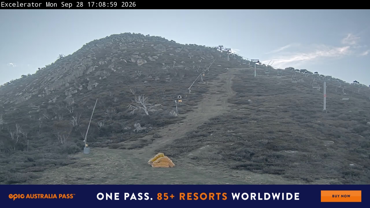 Perisher Excelerator snow cam captured at 28 September 2026 at 5:16 pm AEST