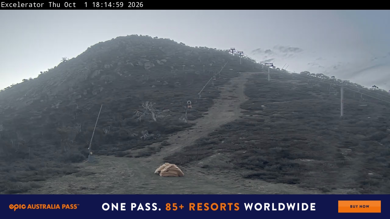 Perisher Excelerator snow cam captured at 1 October 2026 at 6:17 pm AEST