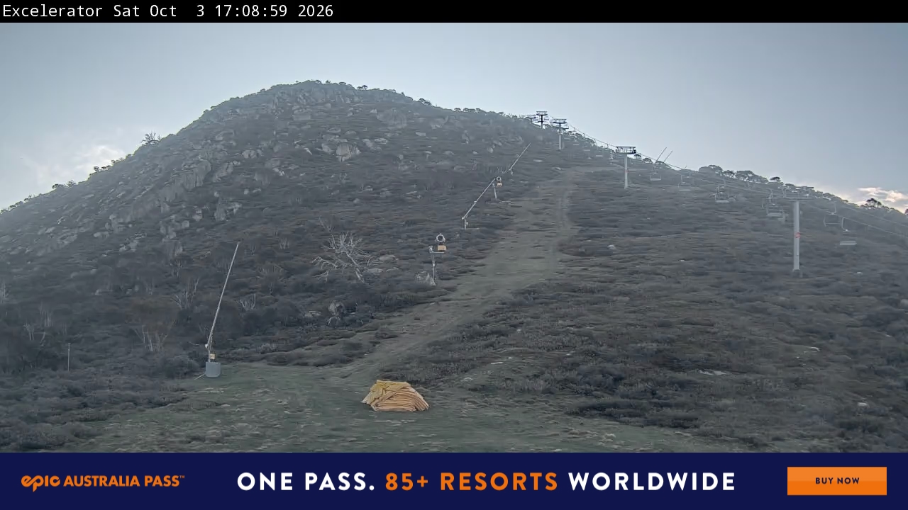 Perisher Excelerator snow cam captured at 3 October 2026 at 5:15 pm AEST