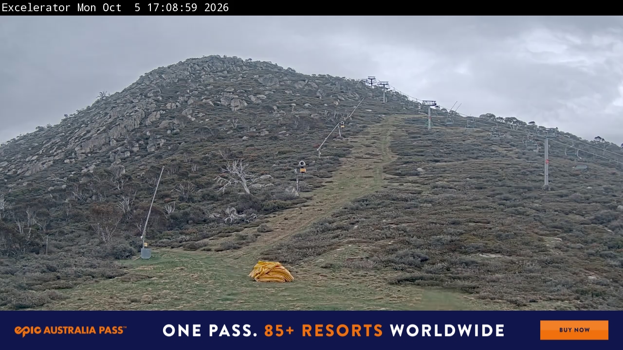 Perisher Excelerator snow cam captured at 5 October 2026 at 5:11 pm AEDT