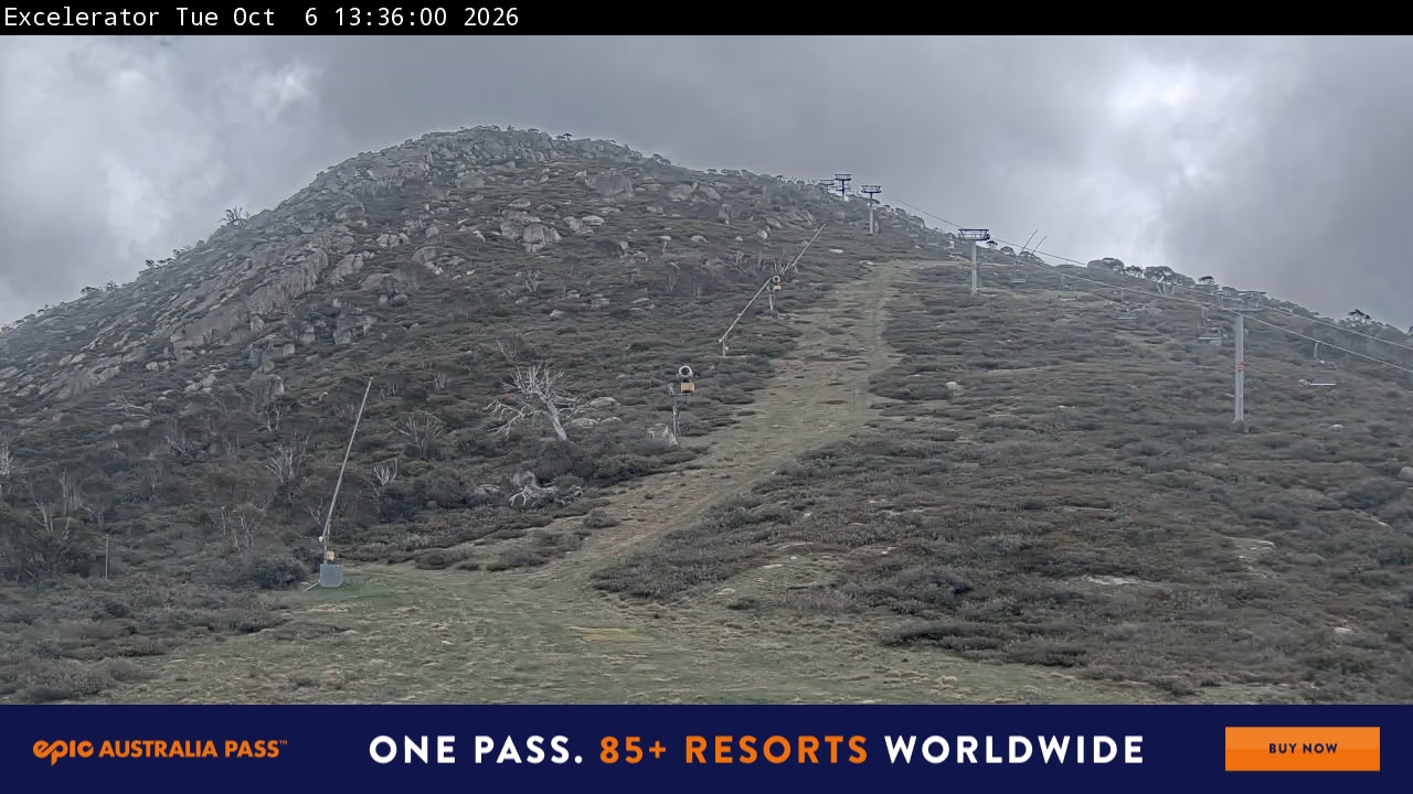 Perisher Excelerator snow cam captured at 6 October 2026 at 1:36 pm AEDT