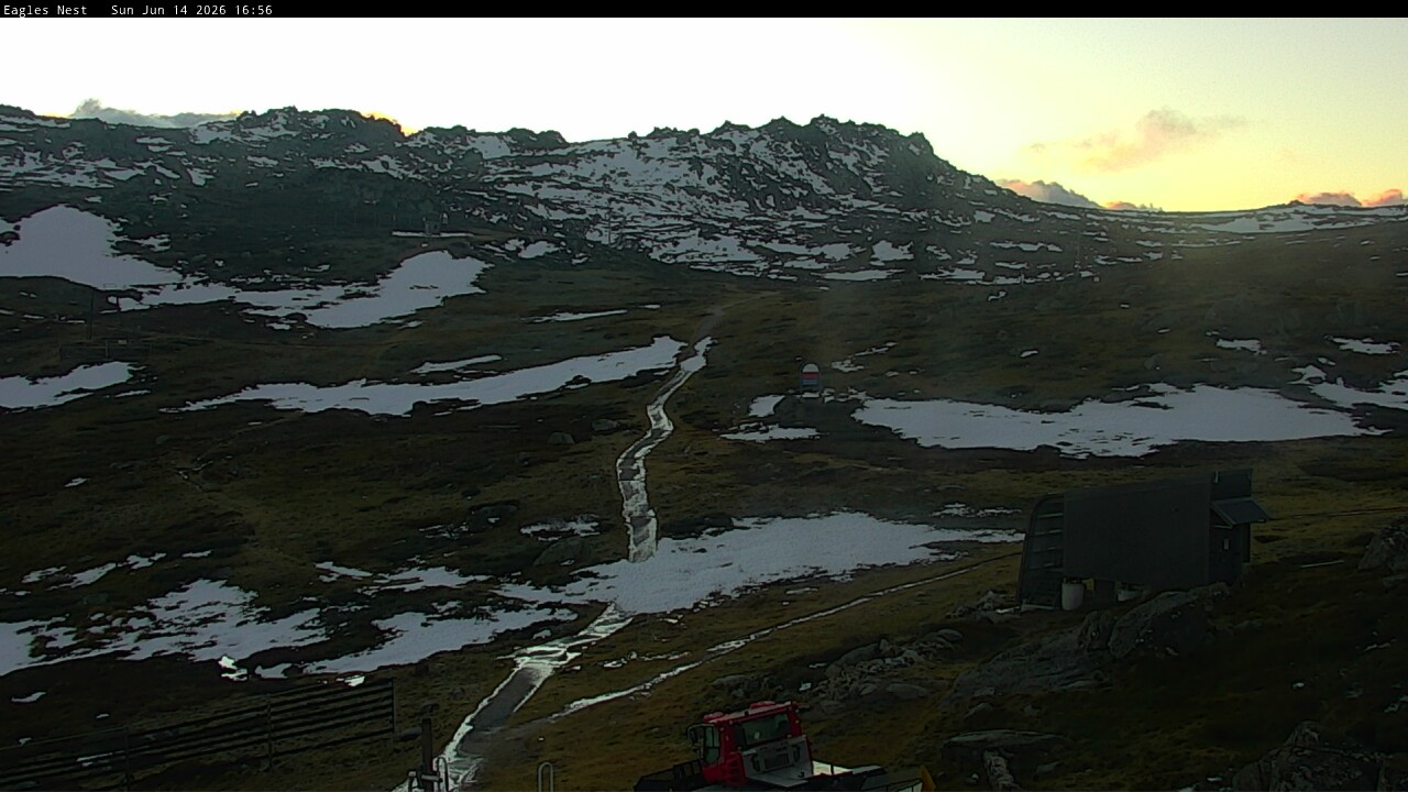 Thredbo Kosciuszko Walking Track snow cam captured at 14 June 2026 at 5:02 pm AEST