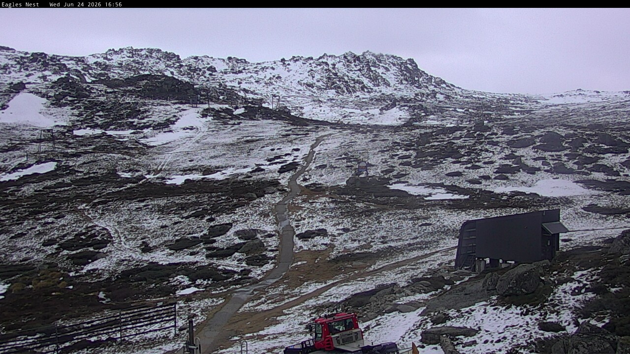 Thredbo Kosciuszko Walking Track snow cam captured at 24 June 2026 at 4:58 pm AEST