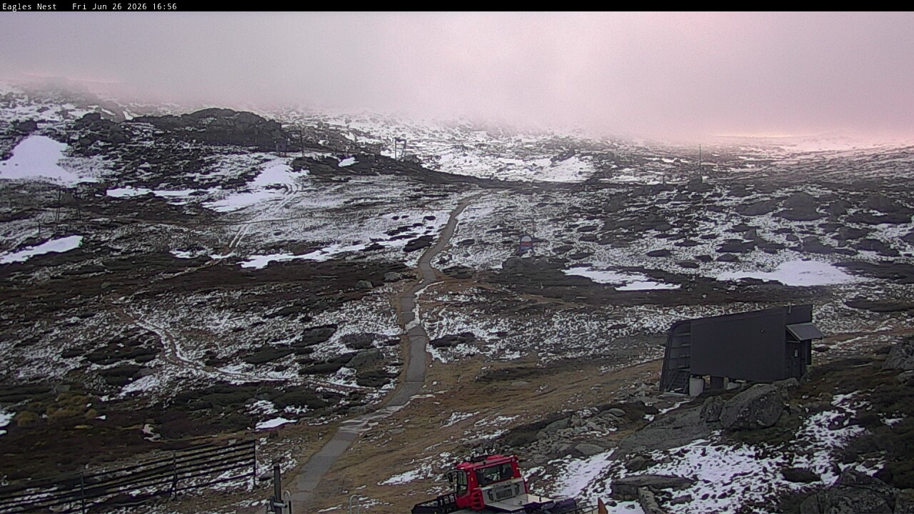 Thredbo Kosciuszko Walking Track snow cam captured at 26 June 2026 at 4:58 pm AEST
