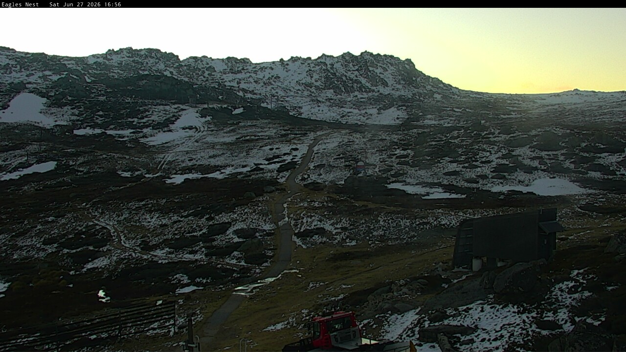 Thredbo Kosciuszko Walking Track snow cam captured at 27 June 2026 at 4:56 pm AEST