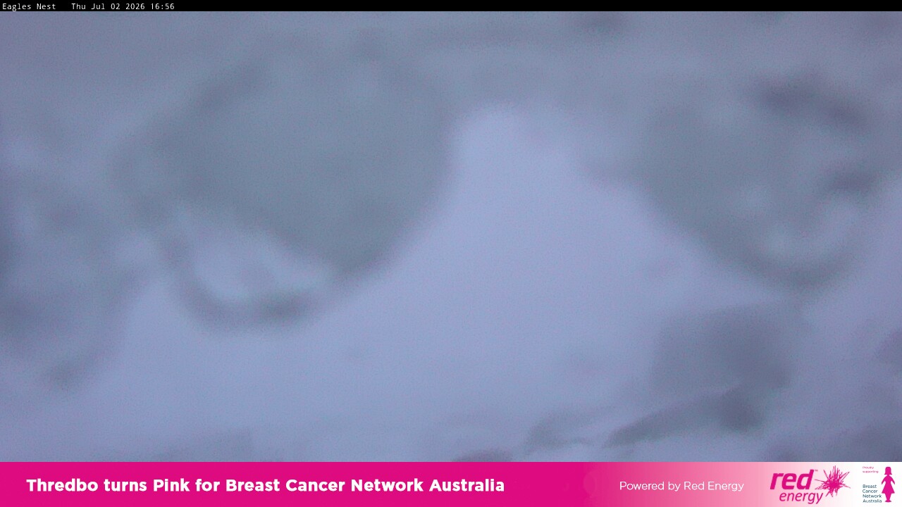 Thredbo Kosciuszko Walking Track snow cam captured at 2 July 2026 at 5:06 pm AEST