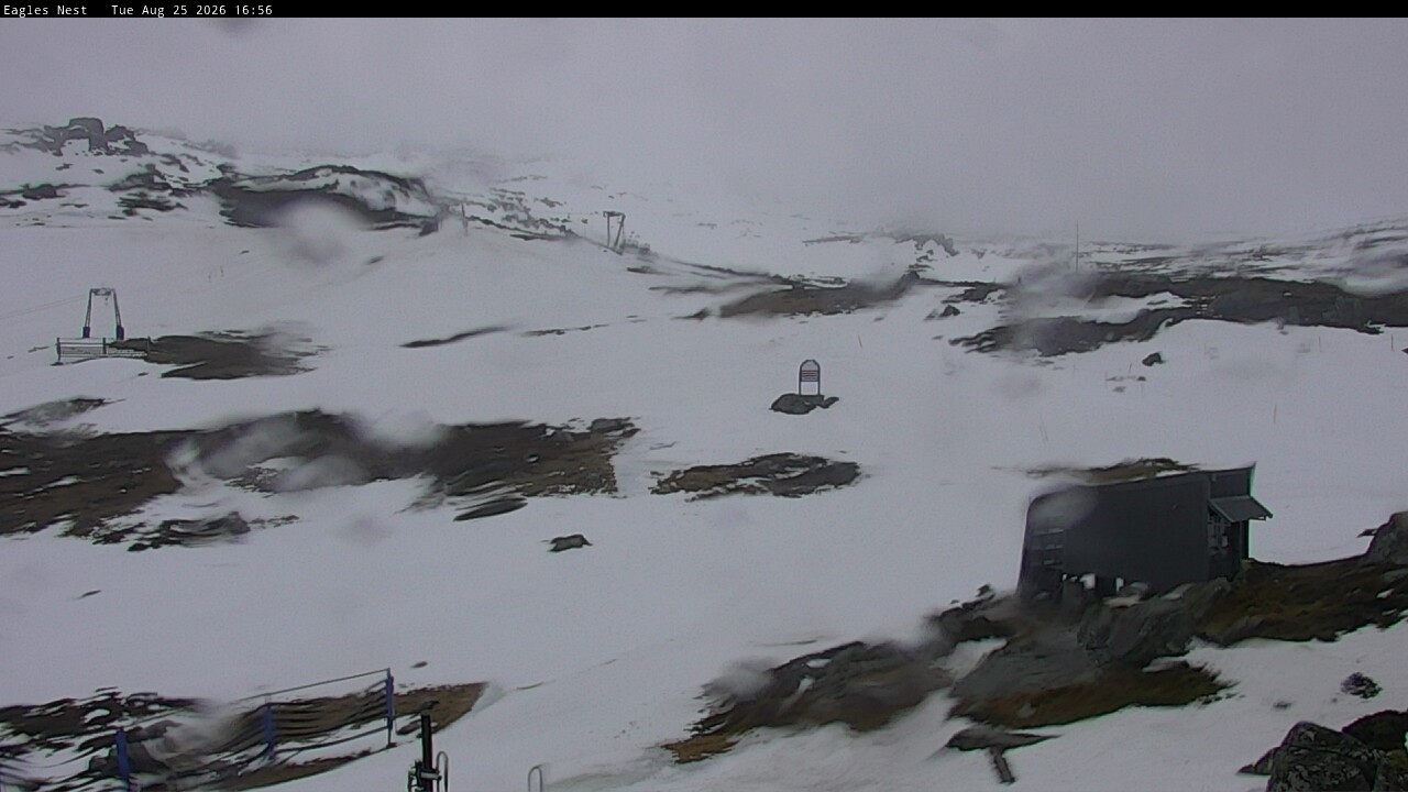 Thredbo Kosciuszko Walking Track snow cam captured at 25 August 2026 at 4:56 pm AEST