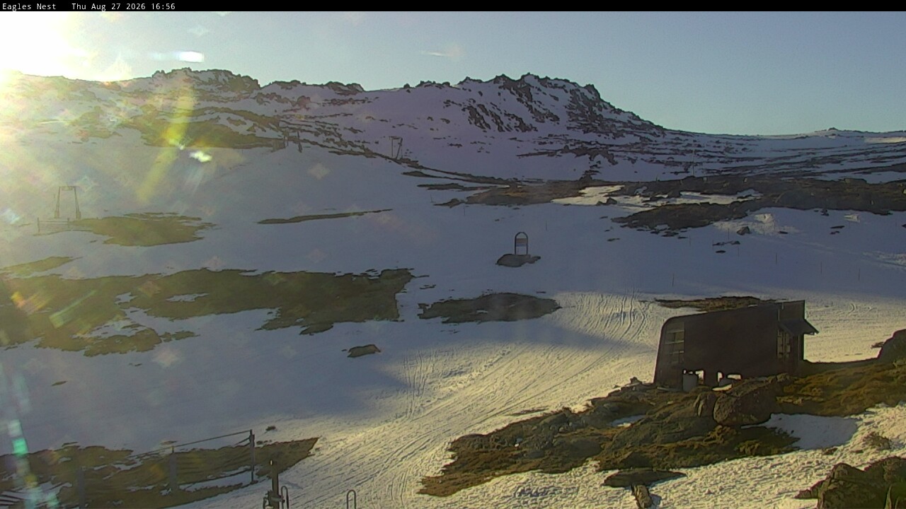Thredbo Kosciuszko Walking Track snow cam captured at 27 August 2026 at 4:58 pm AEST