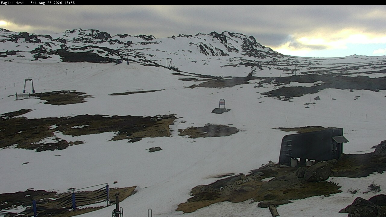 Thredbo Kosciuszko Walking Track snow cam captured at 28 August 2026 at 4:59 pm AEST