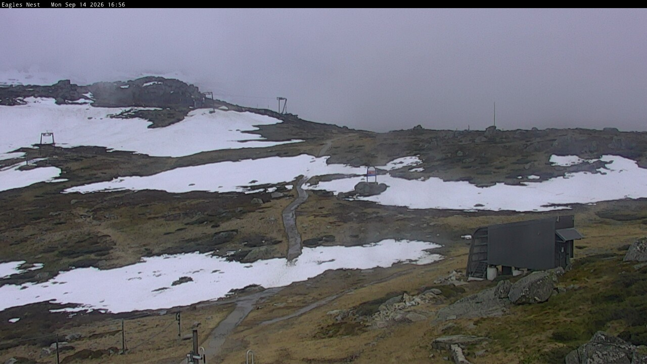 Thredbo Kosciuszko Walking Track snow cam captured at 14 September 2026 at 5:28 pm AEST
