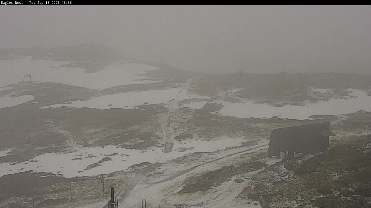 Thredbo Kosciuszko Walking Track snow cam captured at 15 September 2026 at 4:59 pm AEST