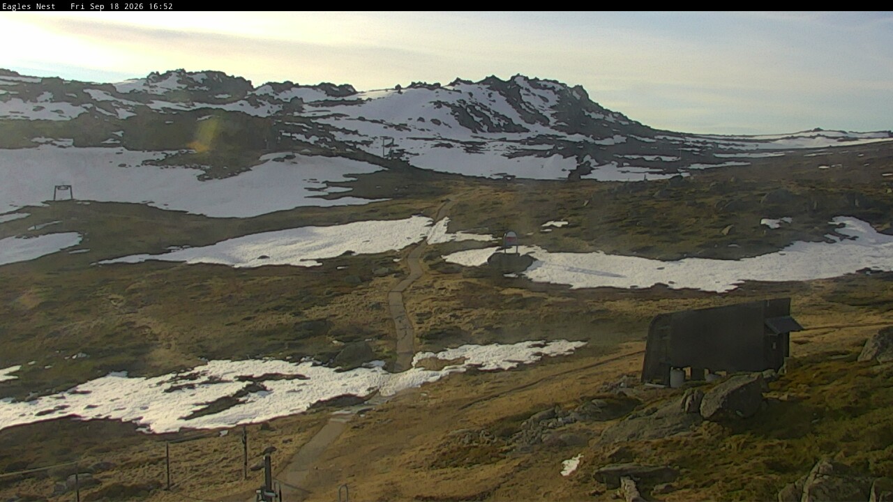 Thredbo Kosciuszko Walking Track snow cam captured at 18 September 2026 at 4:53 pm AEST