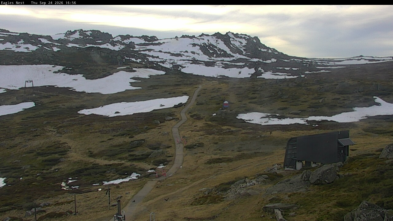 Thredbo Kosciuszko Walking Track snow cam captured at 24 September 2026 at 4:58 pm AEST