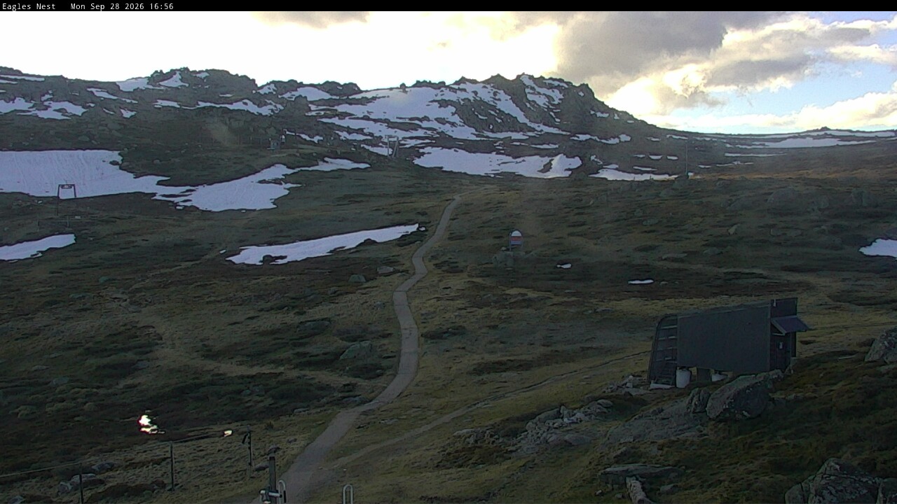Thredbo Kosciuszko Walking Track snow cam captured at 28 September 2026 at 5:06 pm AEST