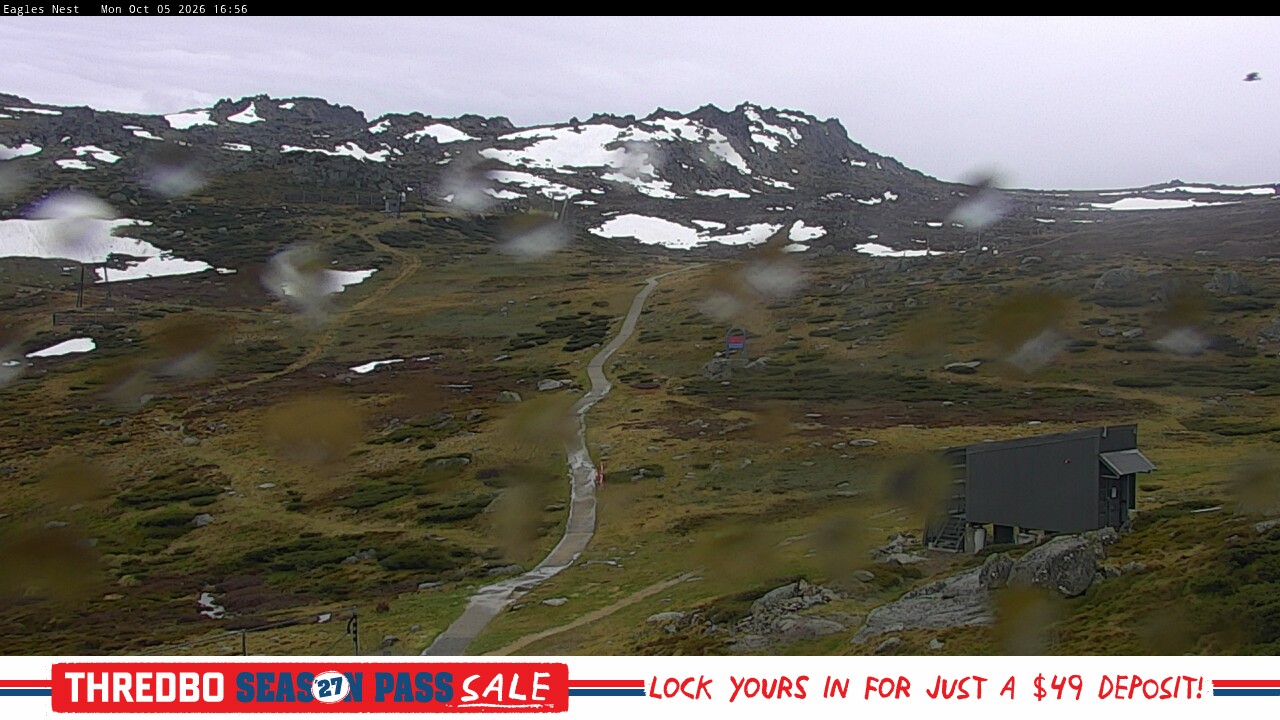 Thredbo Kosciuszko Walking Track snow cam captured at 5 October 2026 at 5:05 pm AEDT