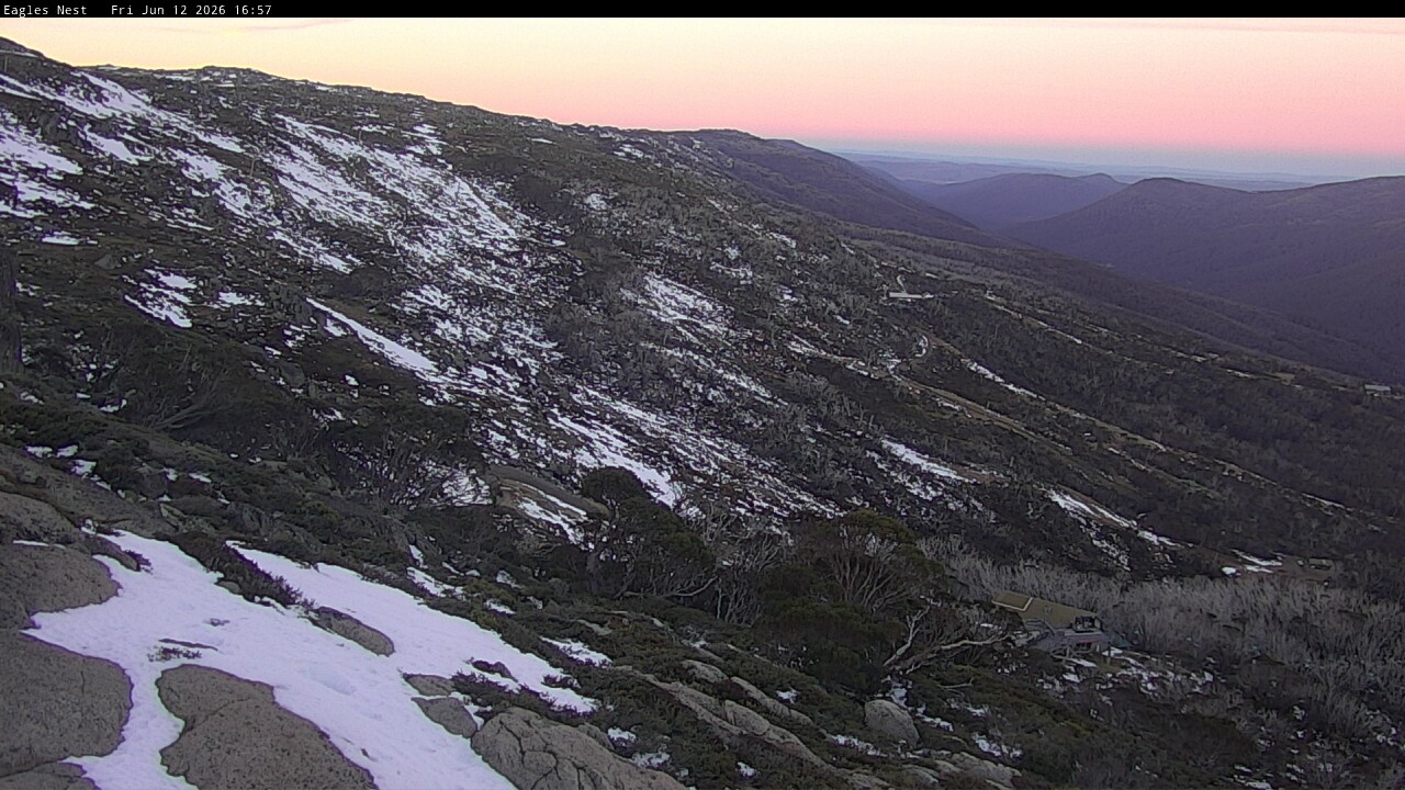 Thredbo Central Spur snow cam captured at 12 June 2026 at 5:02 pm AEST