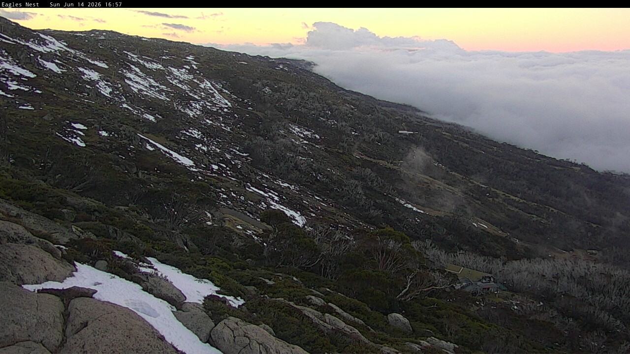 Thredbo Central Spur snow cam captured at 14 June 2026 at 5:02 pm AEST