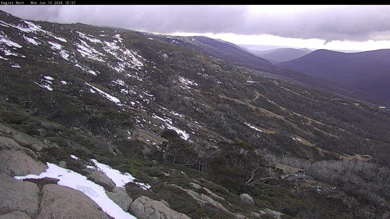 Thredbo Central Spur snow cam captured at 15 June 2026 at 5:02 pm AEST
