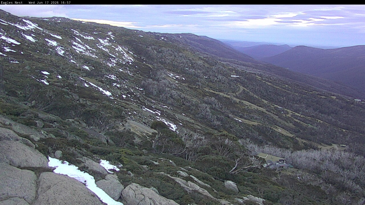 Thredbo Central Spur snow cam captured at 17 June 2026 at 5:01 pm AEST