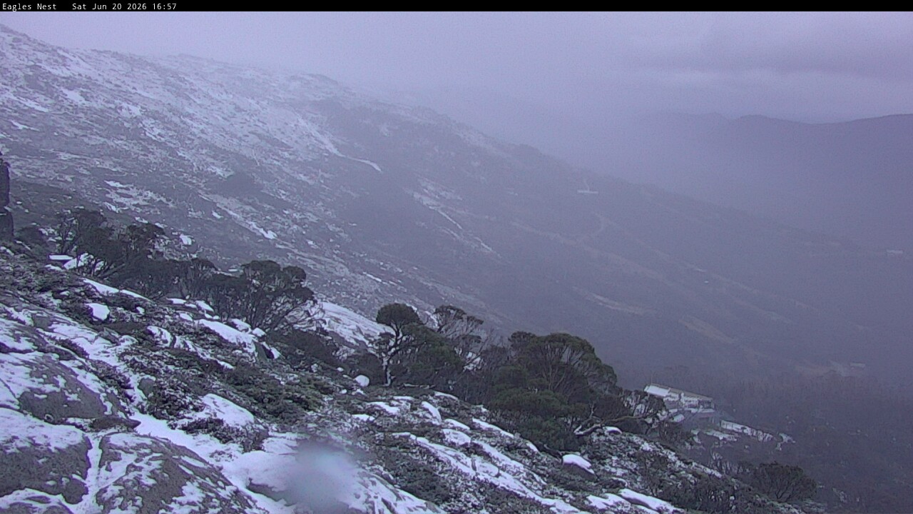 Thredbo Central Spur snow cam captured at 20 June 2026 at 5:00 pm AEST