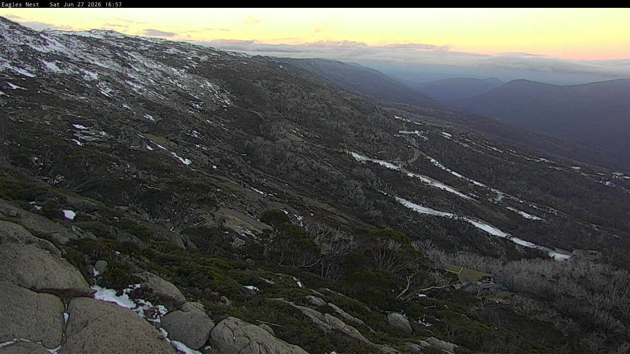 Thredbo Central Spur snow cam captured at 27 June 2026 at 5:02 pm AEST