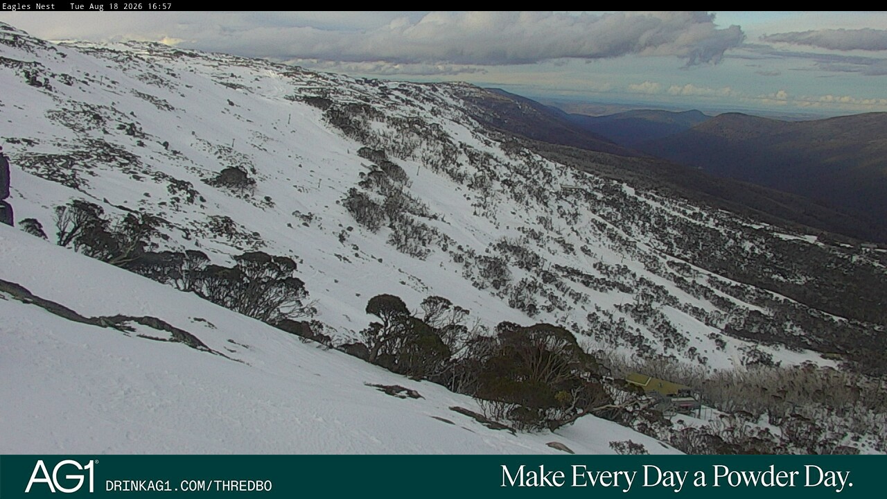 Thredbo Central Spur snow cam captured at 18 August 2026 at 5:00 pm AEST