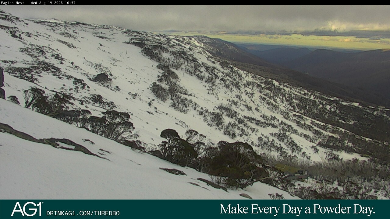 Thredbo Central Spur snow cam captured at 19 August 2026 at 5:01 pm AEST
