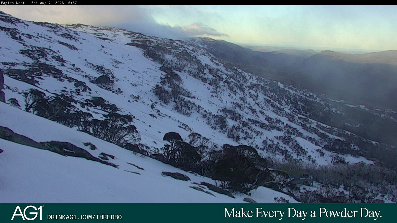 Thredbo Central Spur snow cam captured at 21 August 2026 at 5:03 pm AEST