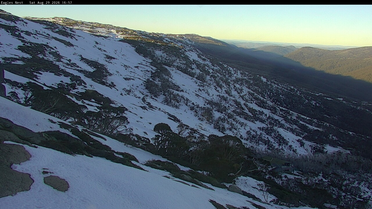 Thredbo Central Spur snow cam captured at 29 August 2026 at 5:00 pm AEST