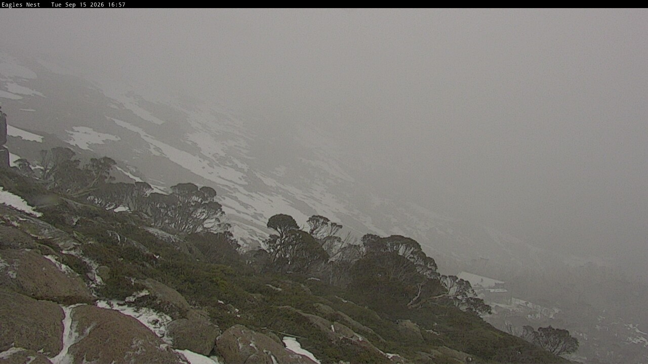 Thredbo Central Spur snow cam captured at 15 September 2026 at 4:59 pm AEST