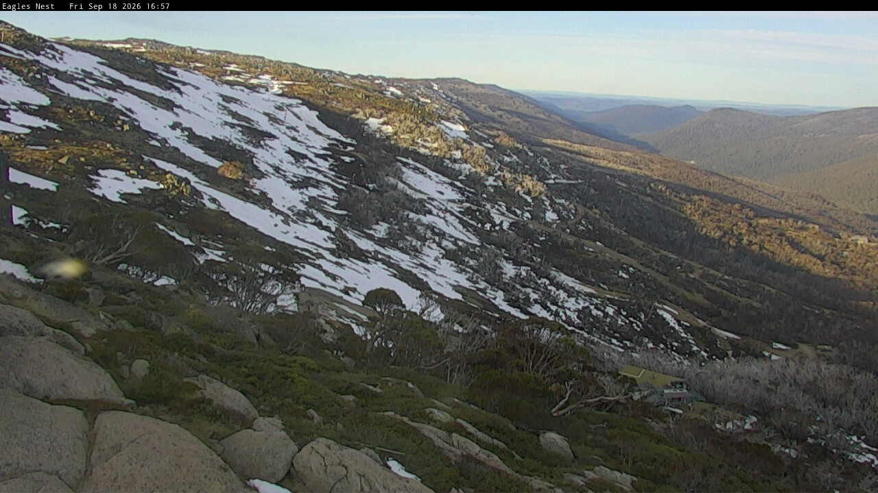 Thredbo Central Spur snow cam captured at 18 September 2026 at 5:04 pm AEST