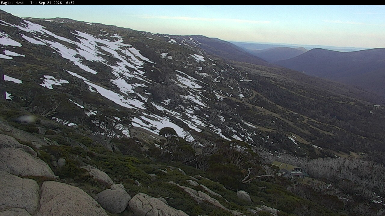 Thredbo Central Spur snow cam captured at 24 September 2026 at 4:58 pm AEST