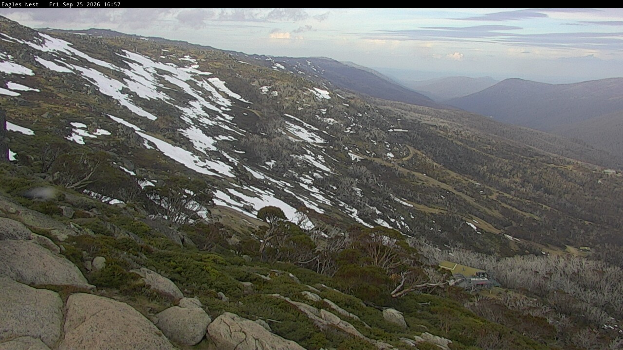 Thredbo Central Spur snow cam captured at 25 September 2026 at 5:07 pm AEST