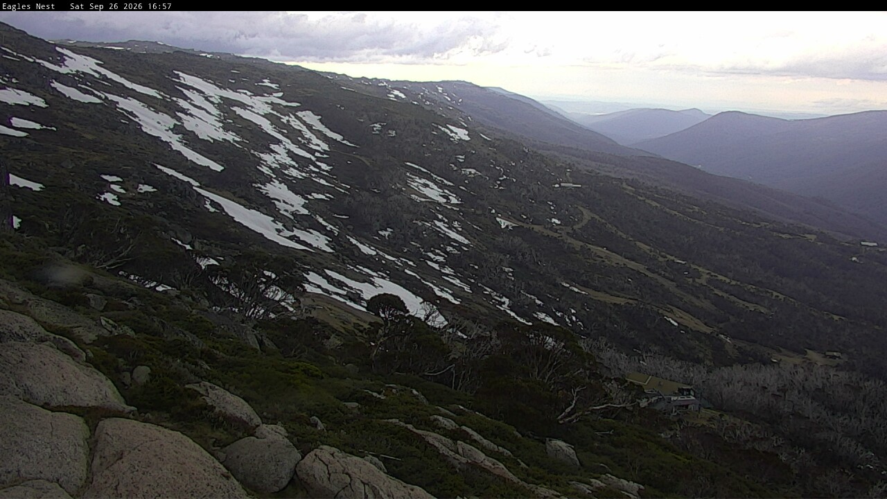 Thredbo Central Spur snow cam captured at 26 September 2026 at 4:57 pm AEST