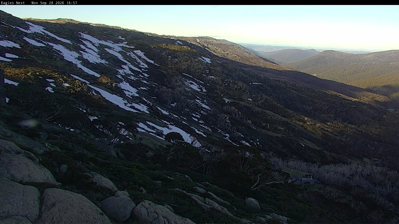Thredbo Central Spur snow cam captured at 28 September 2026 at 5:06 pm AEST