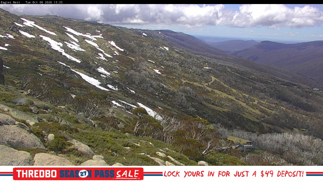 Thredbo Central Spur snow cam captured at 6 October 2026 at 1:39 pm AEDT