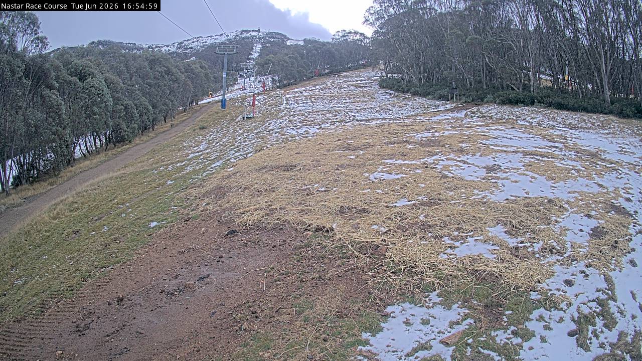 Thredbo Mid-Mountain snow cam captured at 9 June 2026 at 4:59 pm AEST