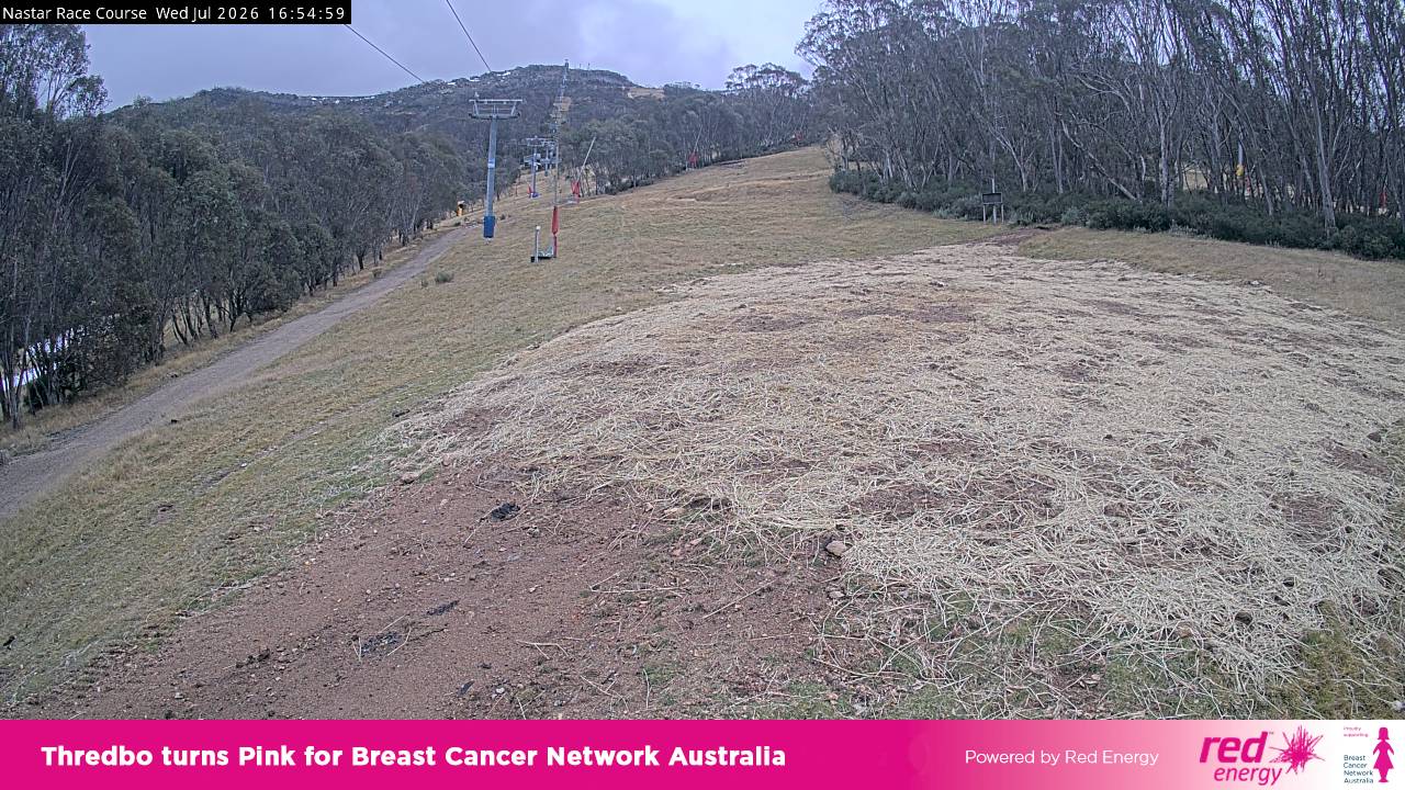 Thredbo Mid-Mountain snow cam captured at 1 July 2026 at 4:59 pm AEST