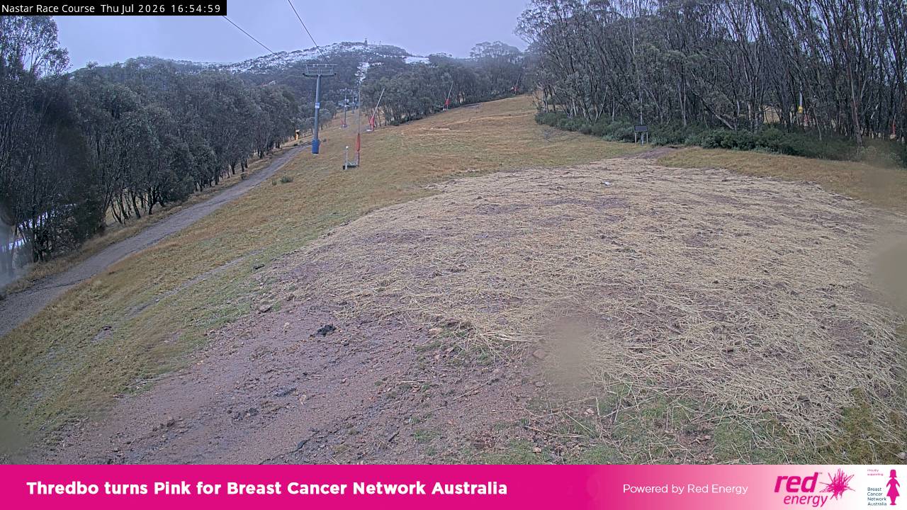 Thredbo Mid-Mountain snow cam captured at 2 July 2026 at 4:55 pm AEST