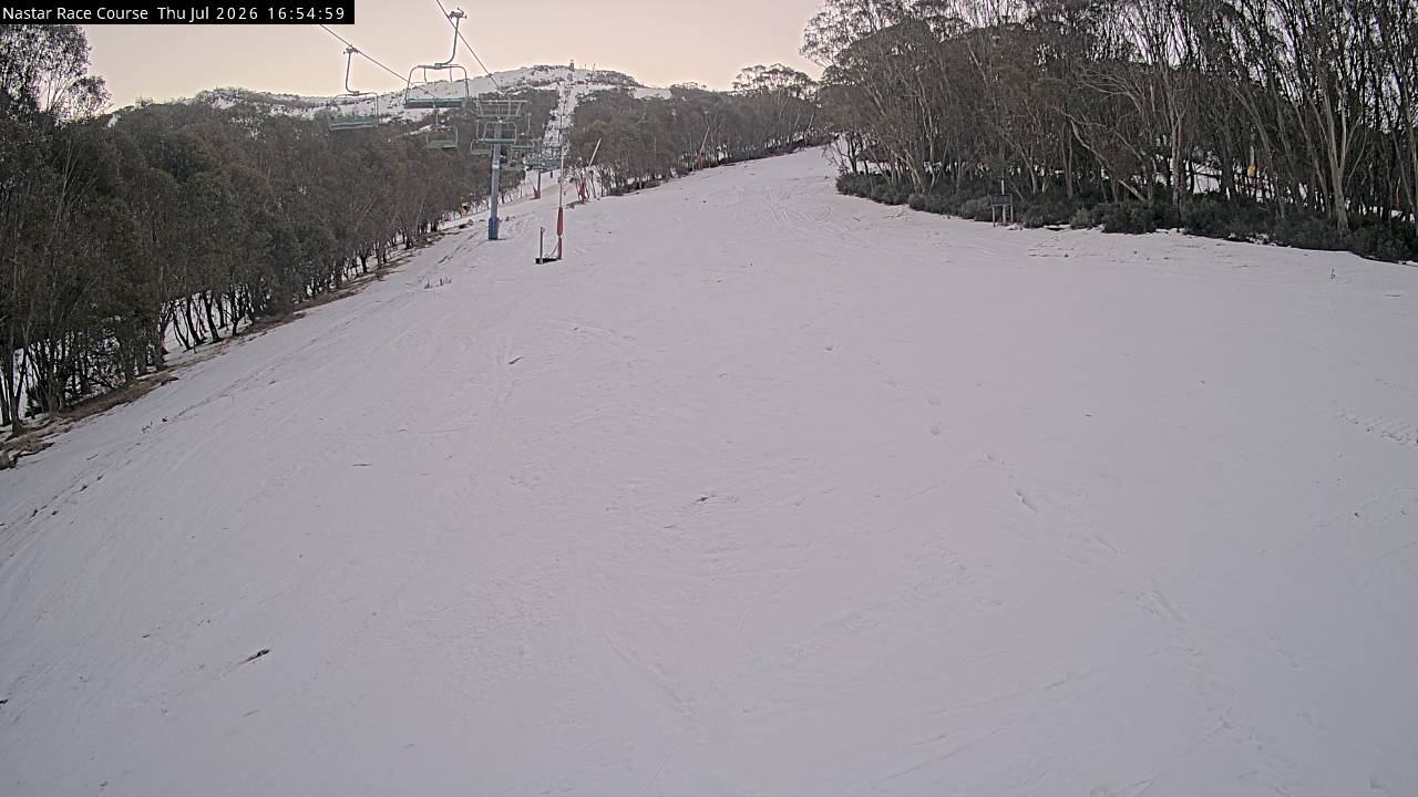 Thredbo Mid-Mountain snow cam captured at 16 July 2026 at 4:57 pm AEST