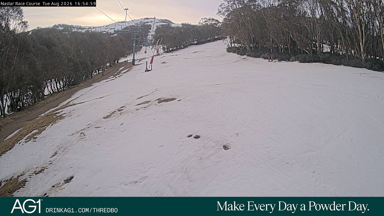 Thredbo Mid-Mountain snow cam captured at 18 August 2026 at 5:00 pm AEST