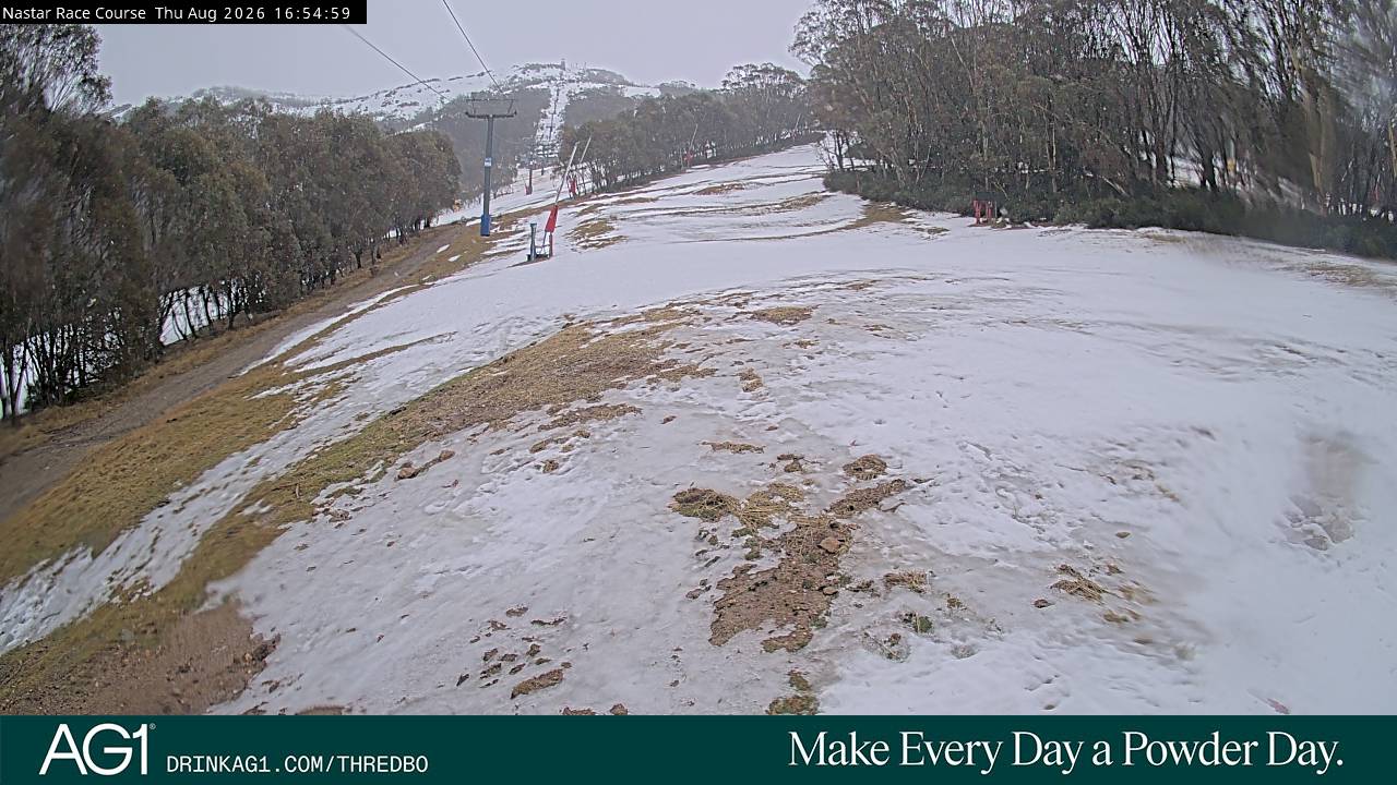 Thredbo Mid-Mountain snow cam captured at 20 August 2026 at 5:02 pm AEST