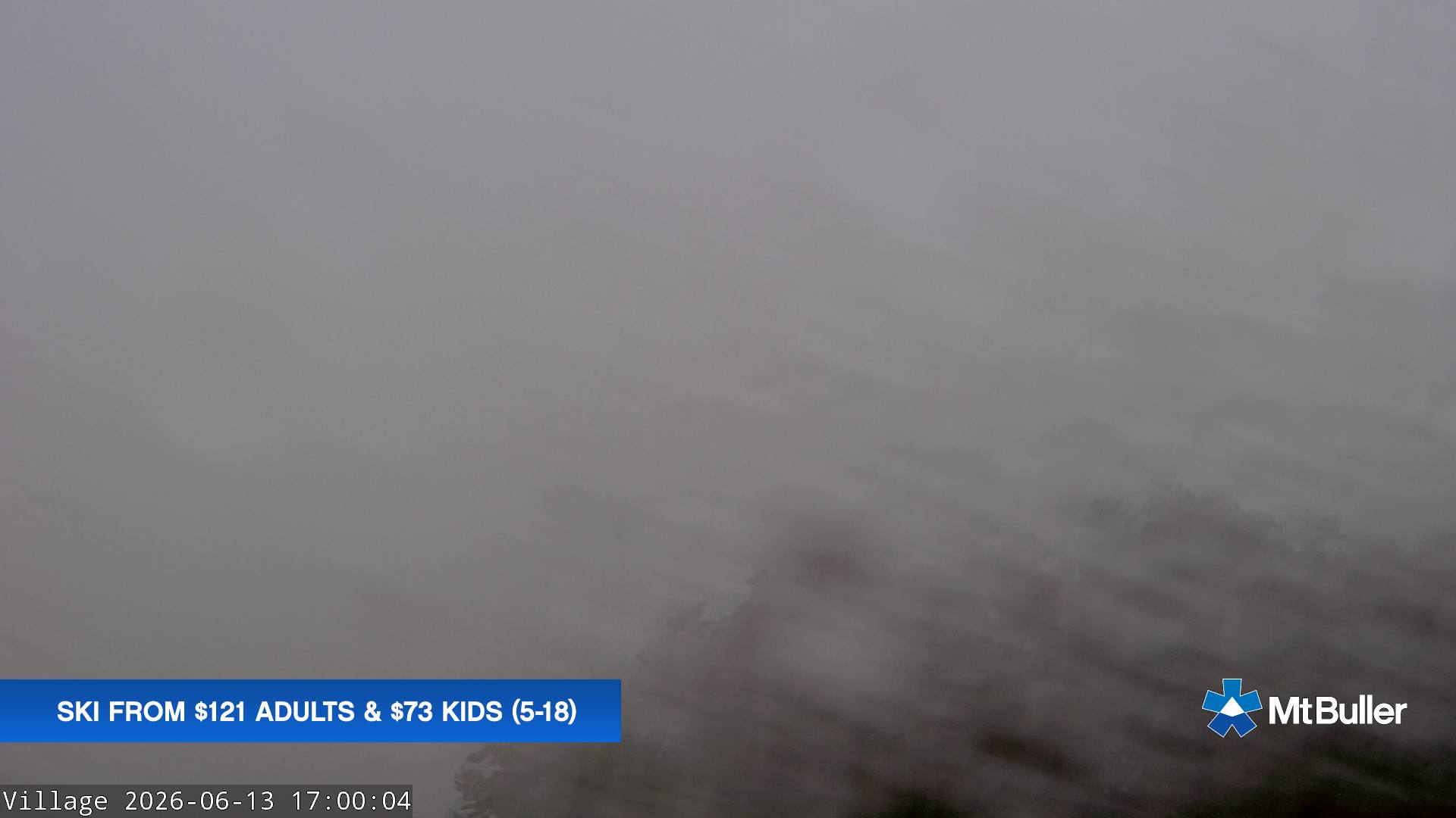 Mt Buller Village snow cam captured at 13 June 2026 at 5:02 pm AEST