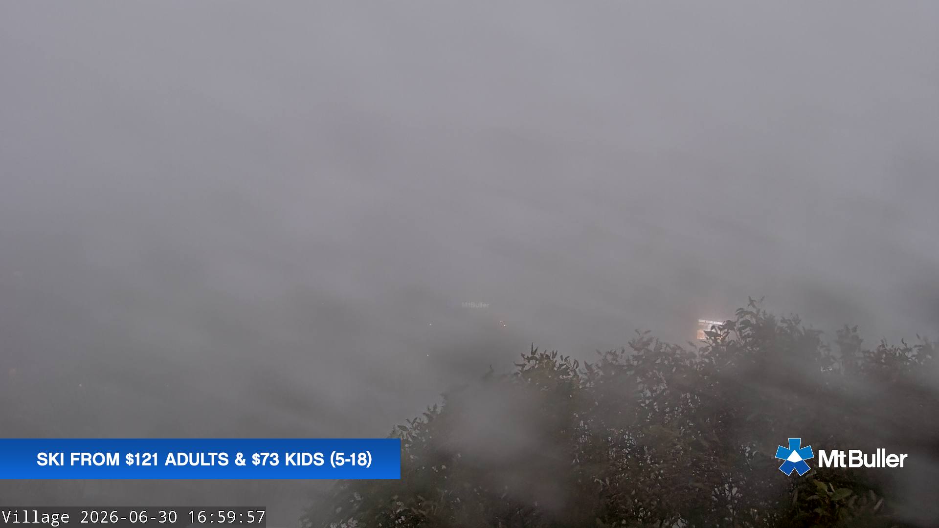 Mt Buller Village snow cam captured at 30 June 2026 at 5:05 pm AEST