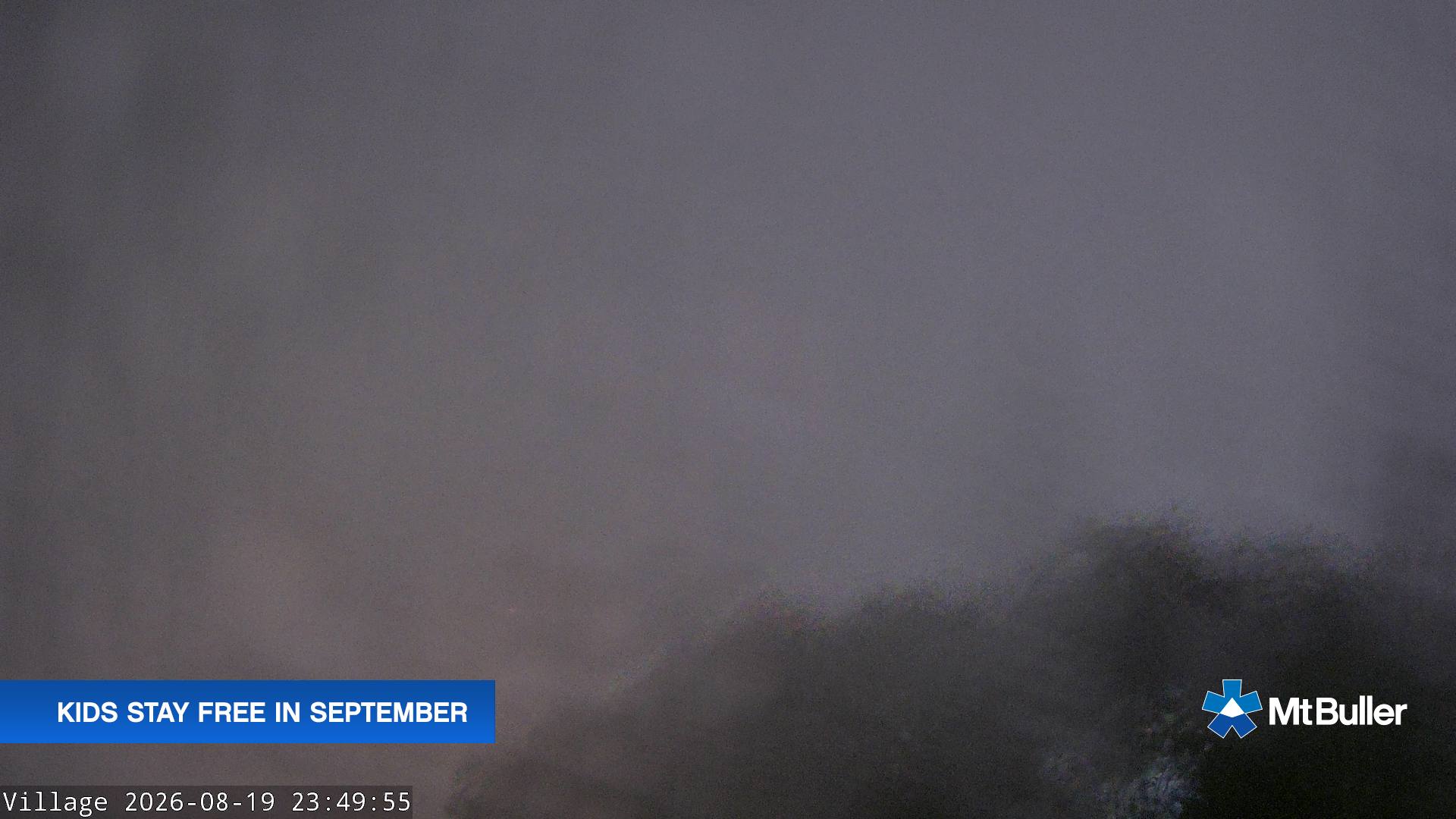 Mt Buller Village snow cam captured at 19 August 2026 at 11:50 pm AEST