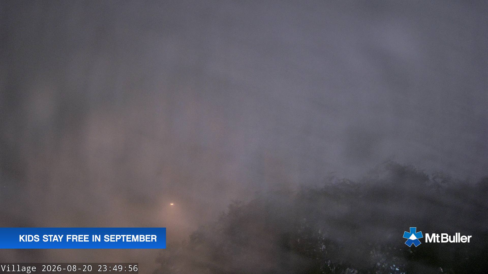 Mt Buller Village snow cam captured at 20 August 2026 at 11:51 pm AEST
