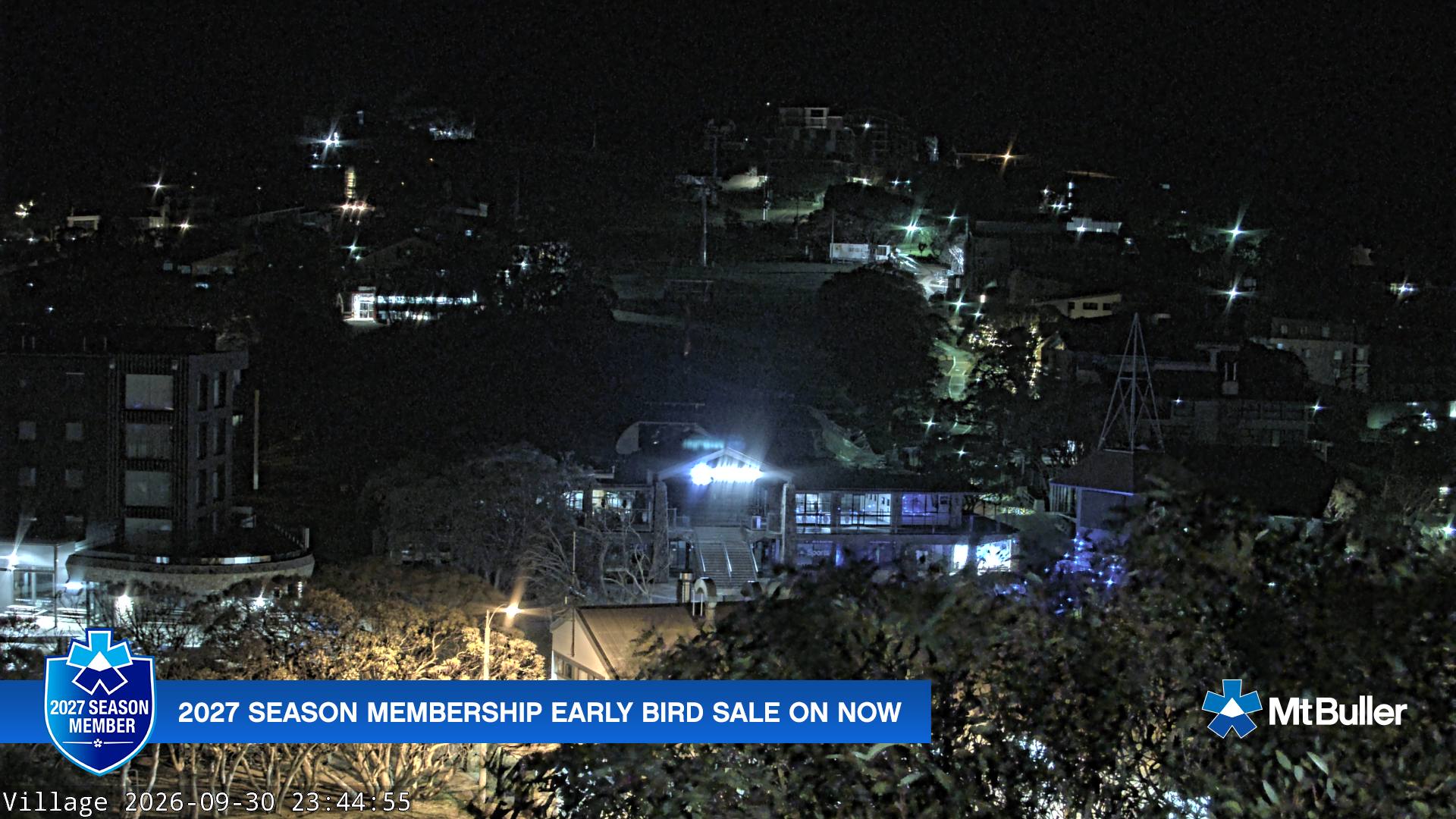 Mt Buller Village snow cam captured at 30 September 2026 at 11:47 pm AEST